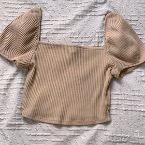 Cream bell sleeve square neck blouse